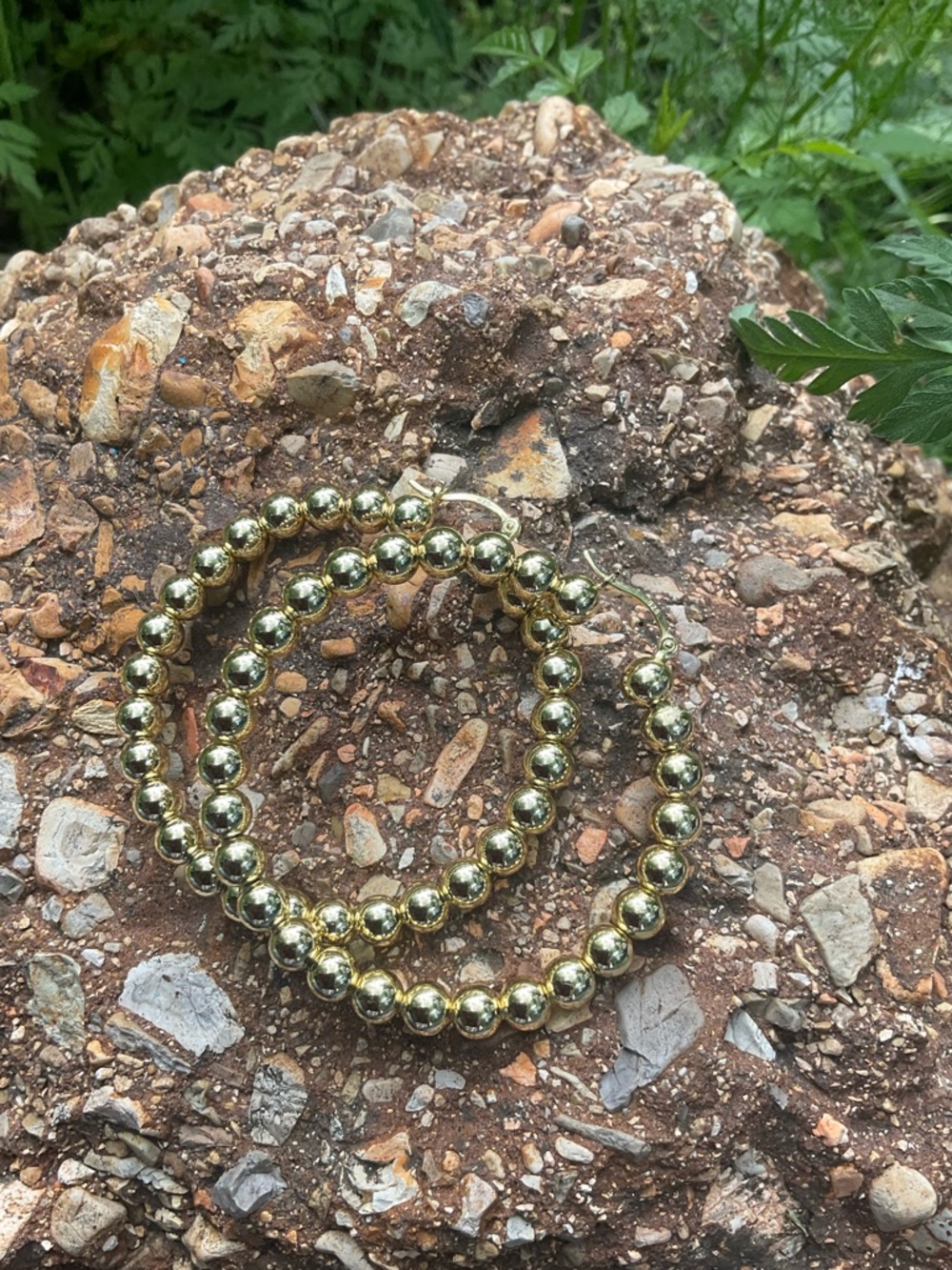 Classic Gold Bead Hoop Earrings - Women Jewelry